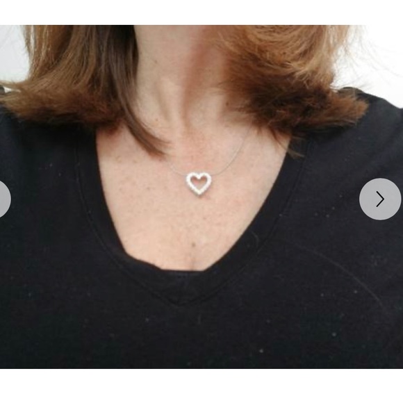 Macy’s Diamond Heart Necklace Sterling Silver $200 - Picture 8 of 9